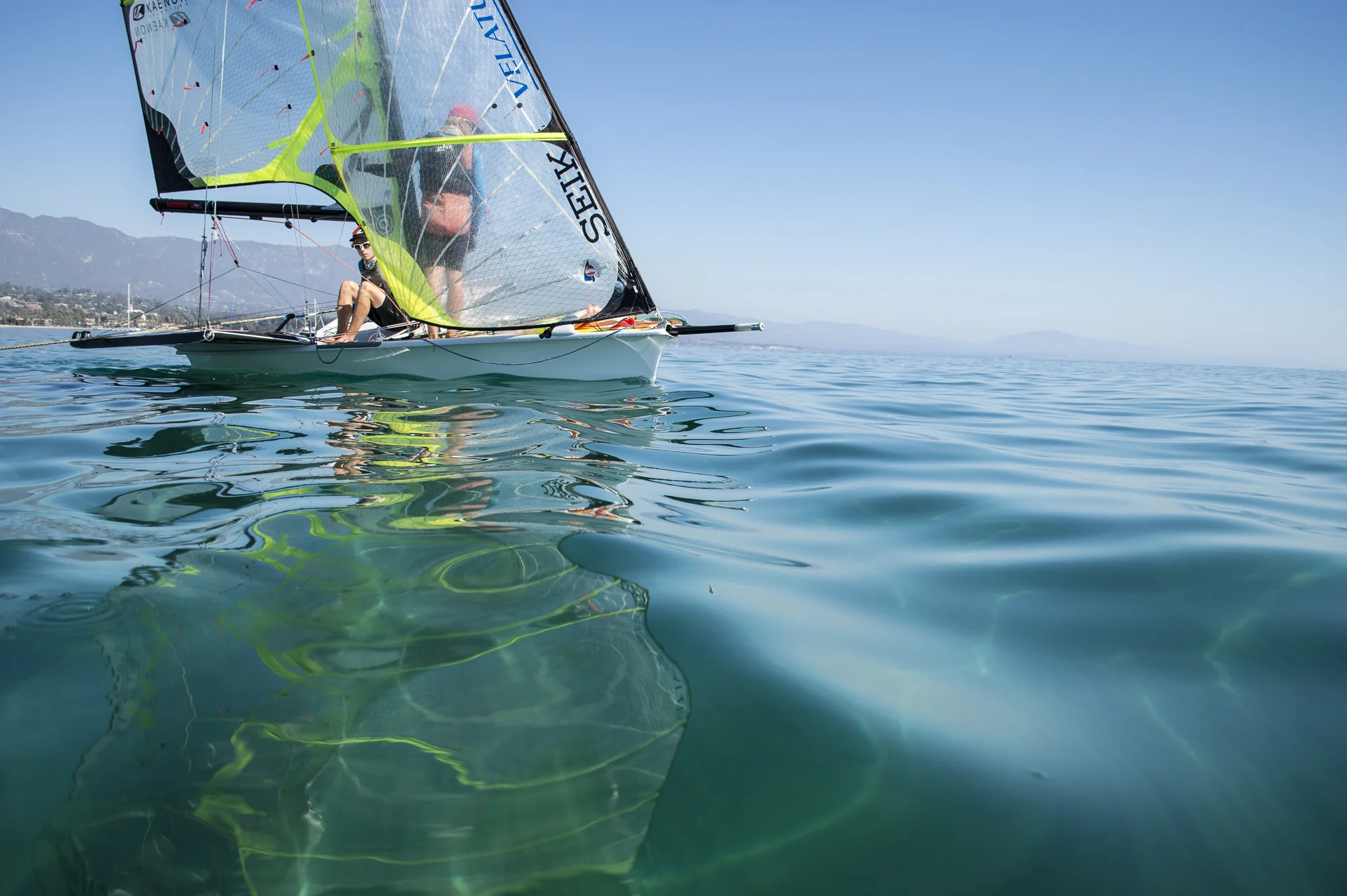 Working on maintaining flow on a light air day in Santa Barbara.