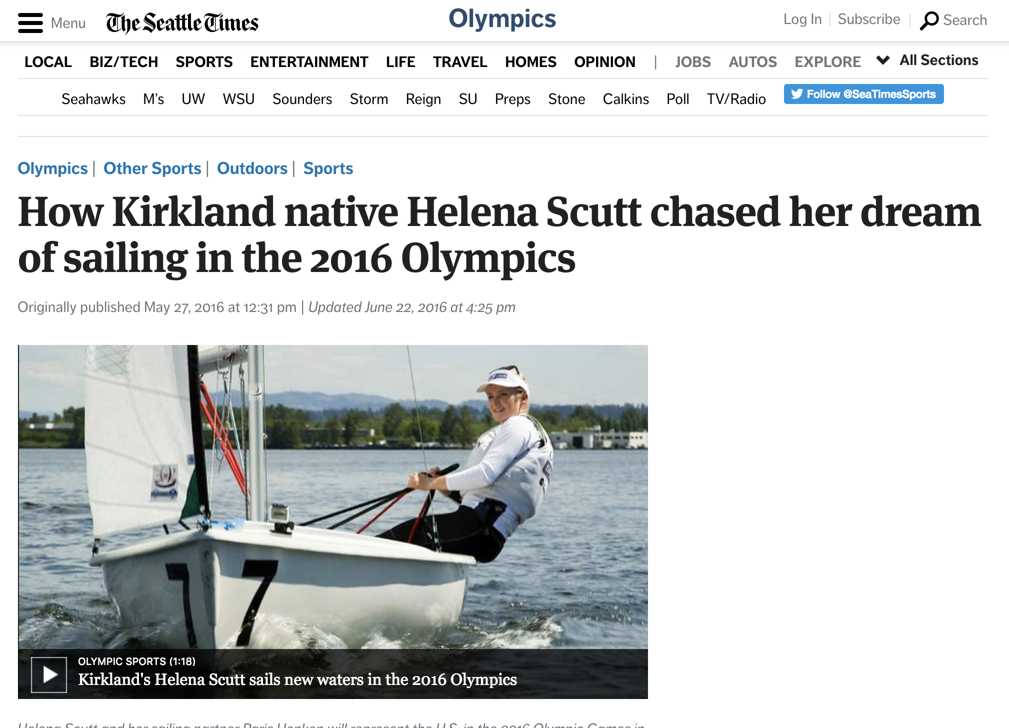 The Seattle Times Features Helena In Olympic Lead Up