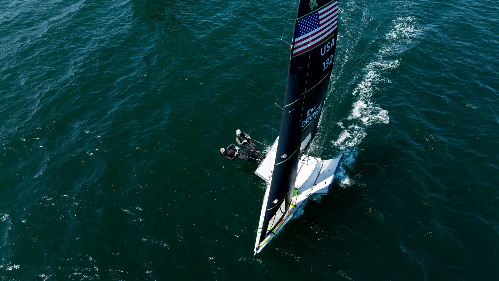 Grant and Jordan Janov training aboard their USA 132 49er